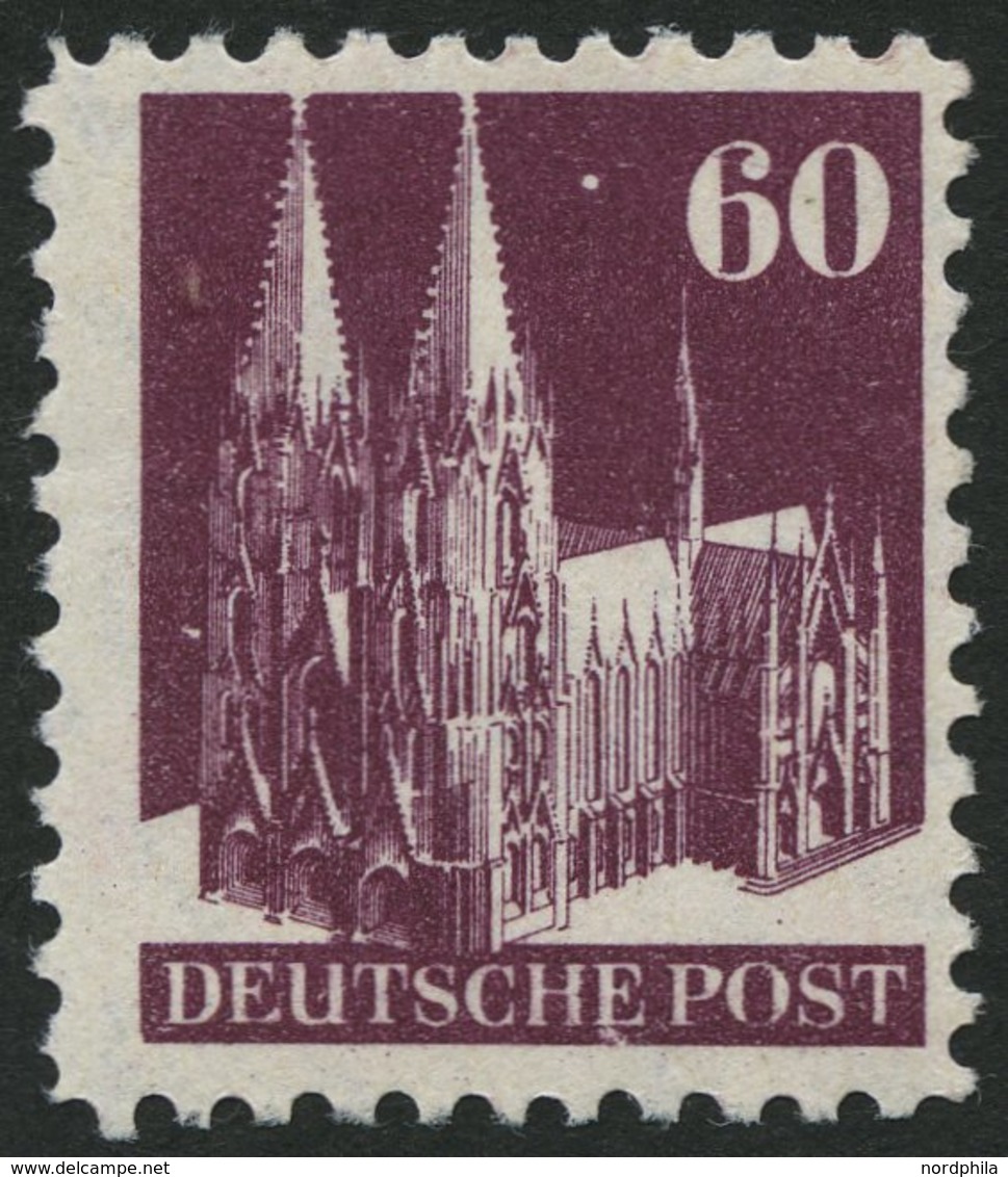 AMERIK. U. BRITISCHE ZONE 93IXB **, 1948, 60 Pf. Dunkelbraunlila, Type I, Wz. 1X, Gezähnt L 11, Normale Zähung, Pracht,  - Autres & Non Classés