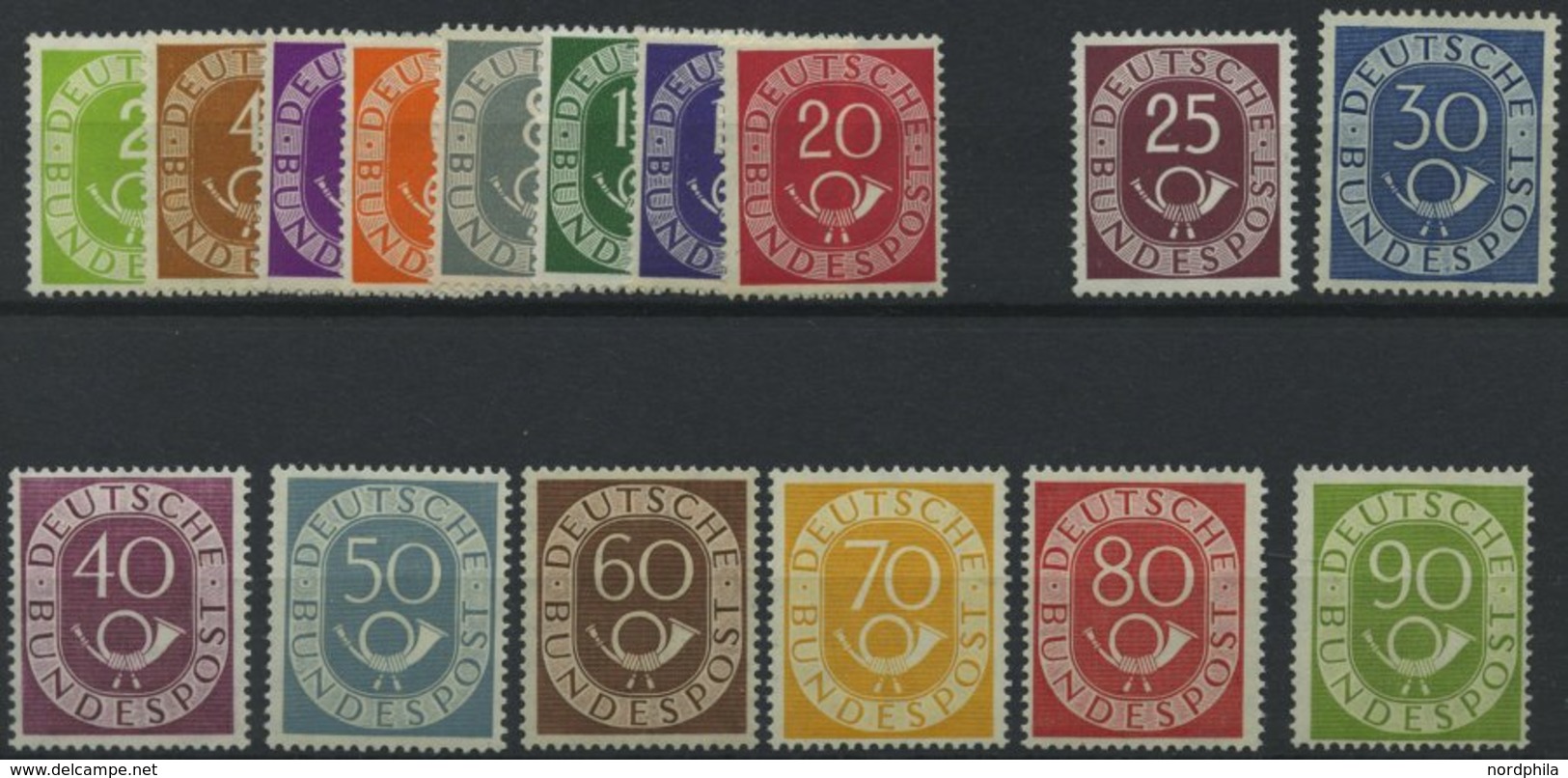 BUNDESREPUBLIK 123-38 **, 1951, Posthorn, Postfrischer Prachtsatz, Jeder Wert Gepr. Schlegel, Mi. 2200.- - Other & Unclassified