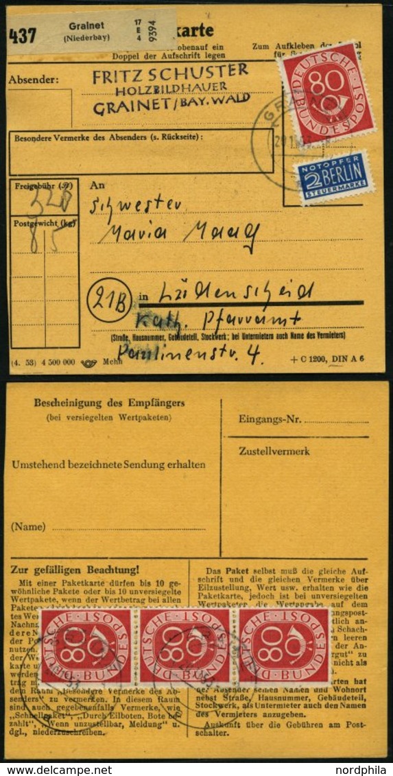 BUNDESREPUBLIK 137 BRIEF, 1953, 80 Pf. Posthorn, 4x Als Seltene Mehrfachfrankatur (1x Vorderseitig Und Rückseitiger Drei - Andere & Zonder Classificatie