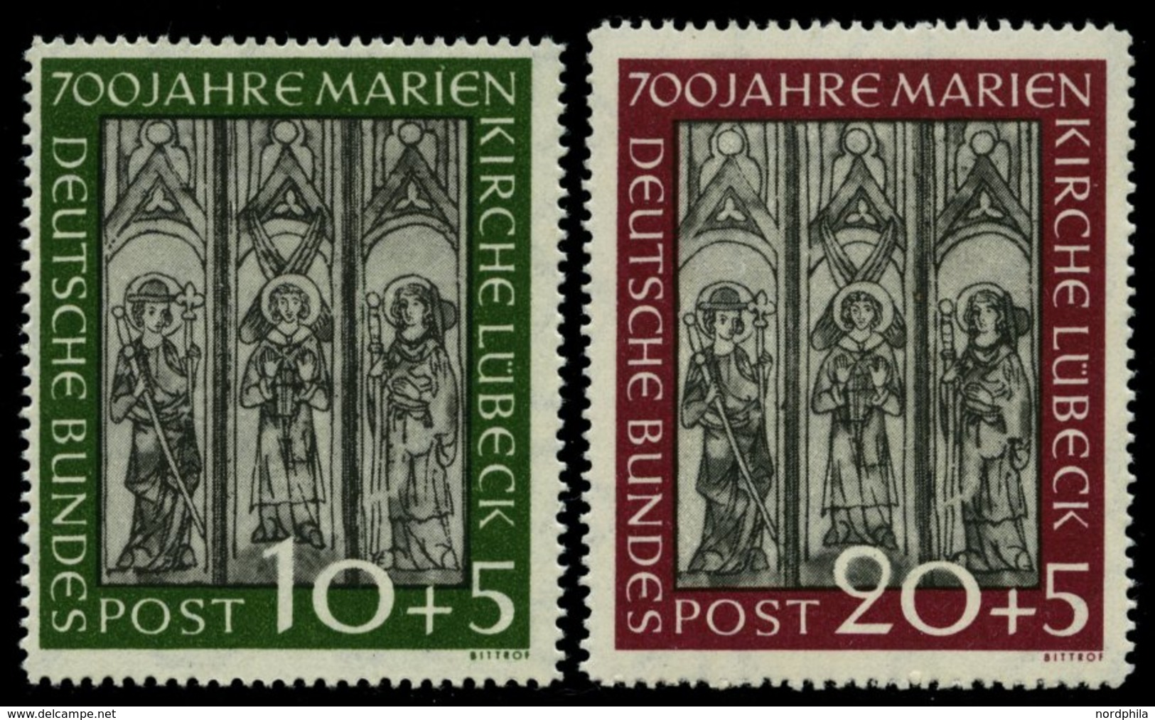 BUNDESREPUBLIK 139/40 **, 1951, Marienkirche, üblich Gezähnt Pracht, Mi. 200.- - Andere & Zonder Classificatie