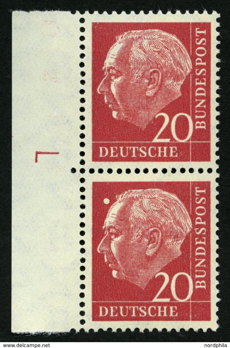 BUNDESREPUBLIK 185y Paar **, 1960, 20 Pf. Heuss Lumogen Im Senkrechten Randpaar Mit L, Pracht - Other & Unclassified