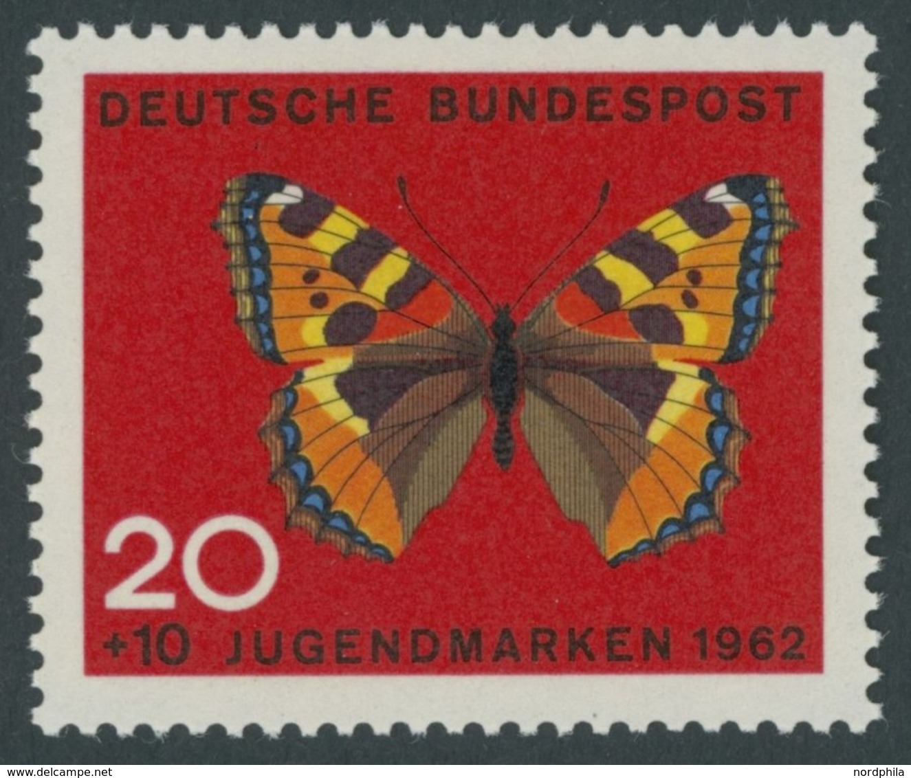 BUNDESREPUBLIK 378Z **, 1962, 20 Pf. Schmetterlinge, Ohne Wz., Postfrisch, Pracht, Gepr. Salomon, Mi. 1000.- - Other & Unclassified