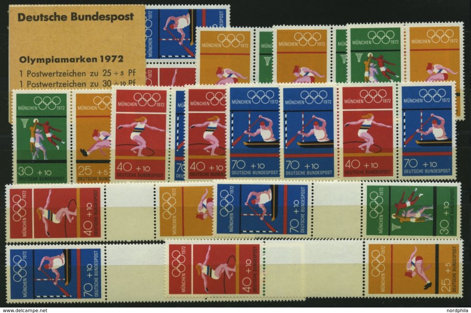 ZUSAMMENDRUCKE H-Bl. 22-SZ 2b **, 1972, Olympische Spiele, 13 Verschiedene Zusammendrucke (ohne S 53/4), Pracht, Mi. 136 - Se-Tenant