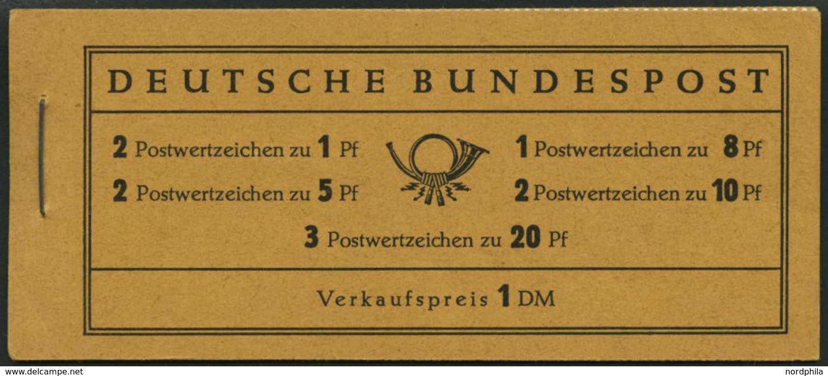 MARKENHEFTCHEN MH 4Xv **, 1958, Markenheftchen Heuss/Ziffer, Deckel Dunkelchromgelb, Pracht, Mi. 100.- - Altri & Non Classificati