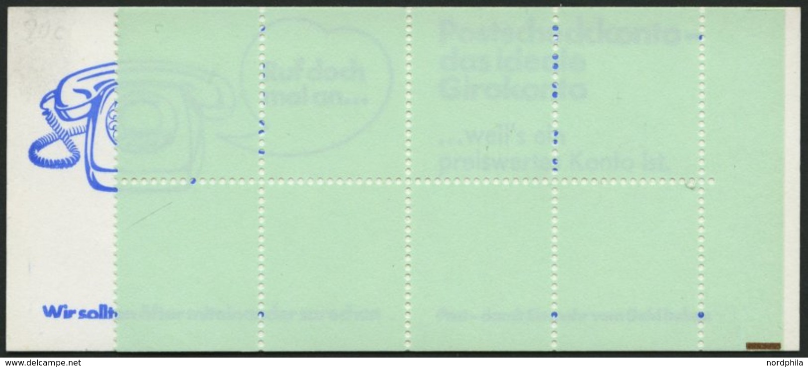 MARKENHEFTCHEN VJ-MH 20dII **, 1974, Versuchs-Markenheftchen Unfallverhütung, 4. Deckelseite: Bei Adressen Postfachangab - Other & Unclassified