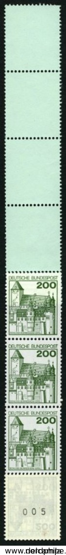 ROLLENMARKEN 920R **, 1977, 200 Pf. Burgen Und Schlösser, RE 5 + 4 Lf, Pracht, Mi. 120.- - Rolstempels