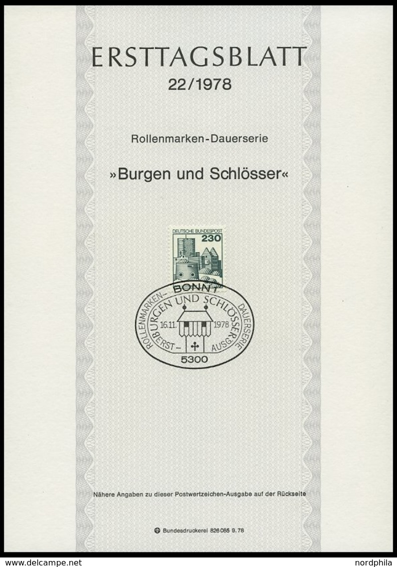 ERSTTAGSBLÄTTER 956-99 BrfStk, 1978, Kompletter Jahrgang, ETB 1 - 22/78, Pracht - Other & Unclassified