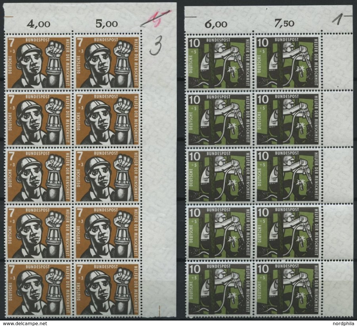 ENGROS 270-73 **, 1957, Kohlebergbau, 10x In Bogenteilen, Pracht, Mi. 220.- - Unused Stamps