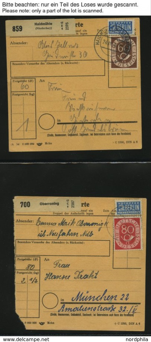 SAMMLUNGEN 1953/4, Interessante Sammlung Von 40 Paketkarten Mit Verschiedenen Posthorn-Frankaturen, Dabei Auch Einzelfra - Gebruikt