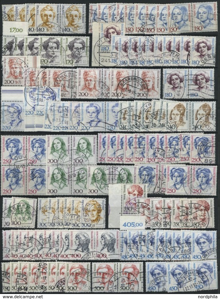 LOTS O, 1951-2000, Umfangreiche Lagerpartie Freimarken, Mit Viererblocks Und Vielen Zusammendrucken, Meist Pracht, Fundg - Used Stamps