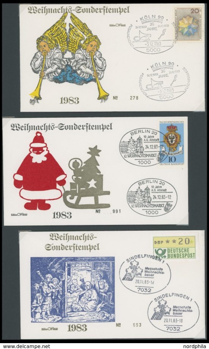 LOTS Weihnachts-Sonderstempel - Edition Weltbildverlag, 194 Nummerierte Und Frankierte Weihnachtsumschläge Von 1983-87 U - Gebruikt