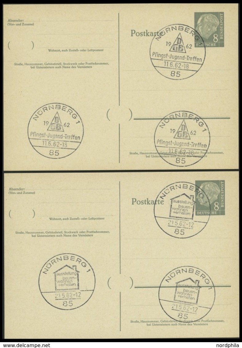 GANZSACHEN P 36 BRIEF, 1961, 8 Pf. Heuss Mit Postfachnummer Statt Postschließfachnummer, 5 Leer Gestempelte Karten Mit V - Verzamelingen