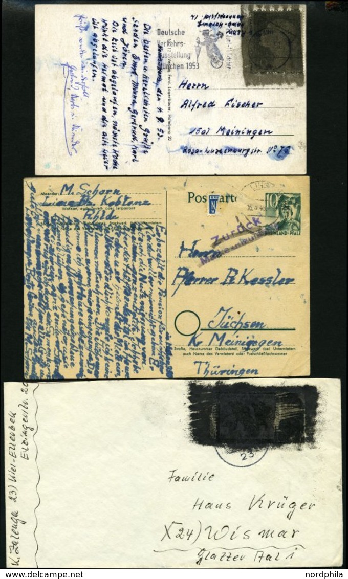 BUND/BERLIN POSTKRIEG Brief,o,BrfStk , 1949-65, 10 Verschiedene Postkriegsbelege Sowie 3 Einzelwerte, Feinst/Pracht - Brieven En Documenten
