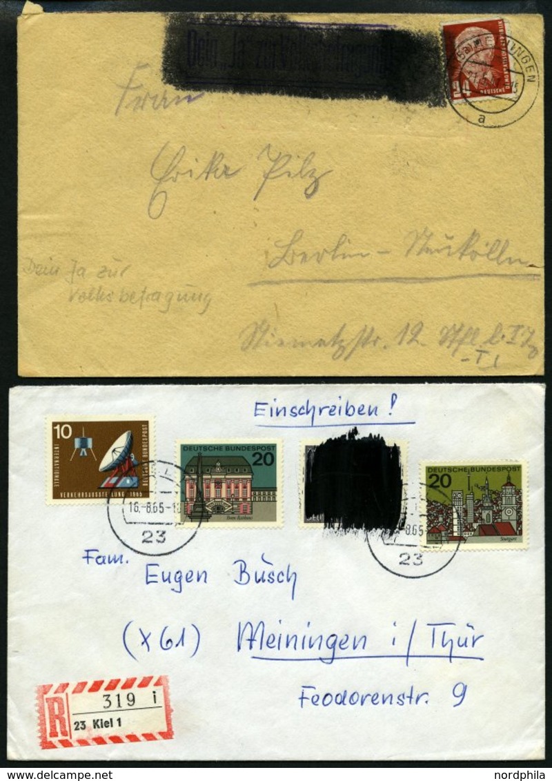 BUND/BERLIN POSTKRIEG Brief,o,BrfStk , 1949-65, 10 Verschiedene Postkriegsbelege Sowie 3 Einzelwerte, Feinst/Pracht - Storia Postale
