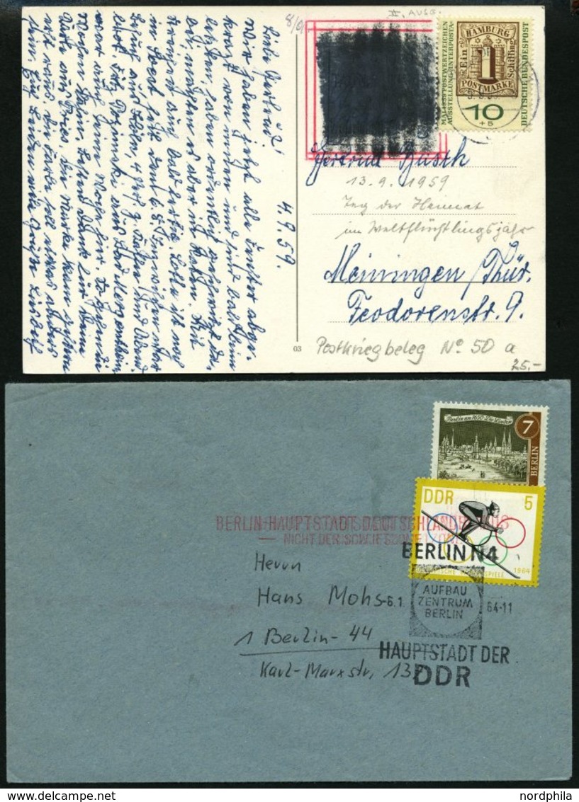BUND/BERLIN POSTKRIEG Brief,o,BrfStk , 1949-65, 10 Verschiedene Postkriegsbelege Sowie 3 Einzelwerte, Feinst/Pracht - Storia Postale
