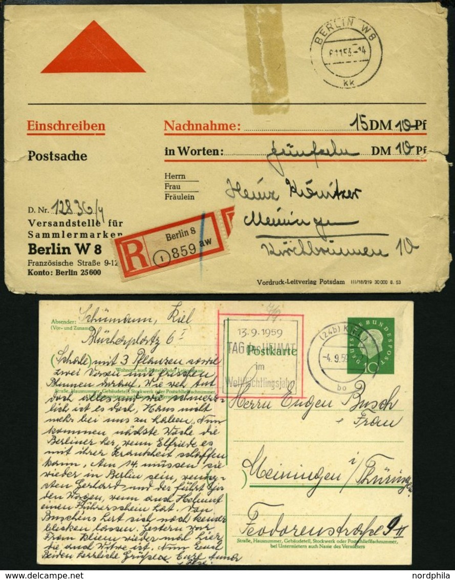 BUND/BERLIN POSTKRIEG Brief,o,BrfStk , 1949-65, 10 Verschiedene Postkriegsbelege Sowie 3 Einzelwerte, Feinst/Pracht - Storia Postale