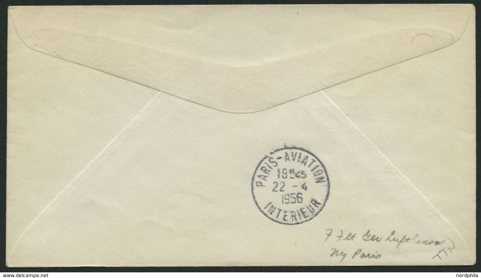 DEUTSCHE LUFTHANSA 60 BRIEF, 23.4.1956, New York-Paris, Prachtbrief - Storia Postale