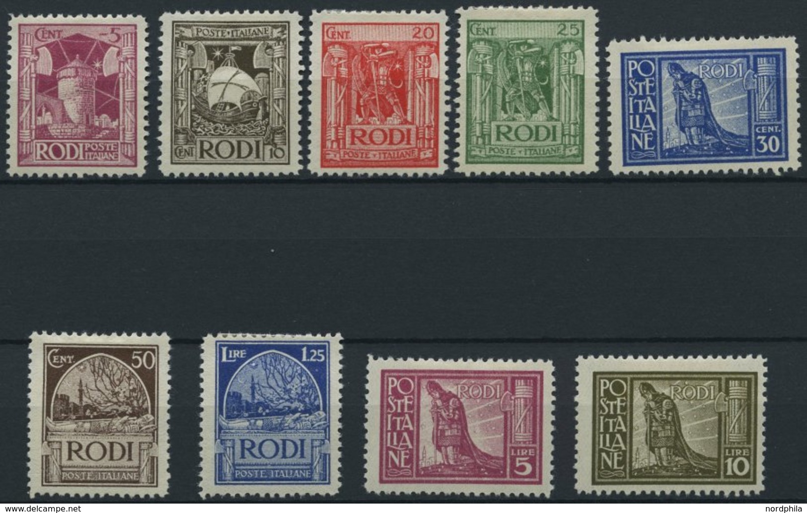 ÄGÄISCHE INSELN 17-25 *, 1929, RODI, Falzrest, Prachtsatz, Mi. 600.- - Egée