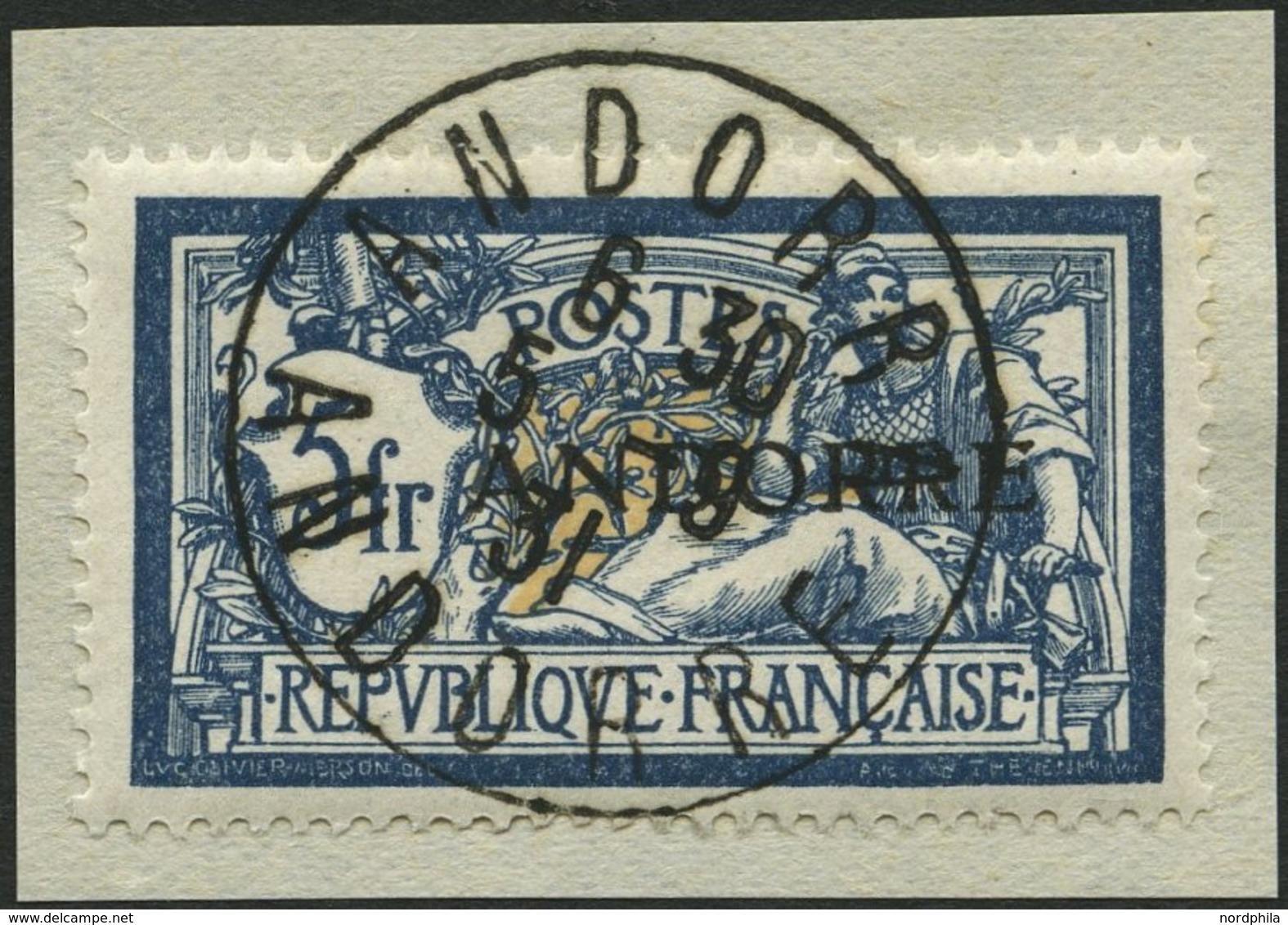 FRANZÖSISCHE-POST 21 BrfStk, 1931, 5 Fr. Blau/sämisch, Prachtbriefstück, Mi. 350.- - Other & Unclassified