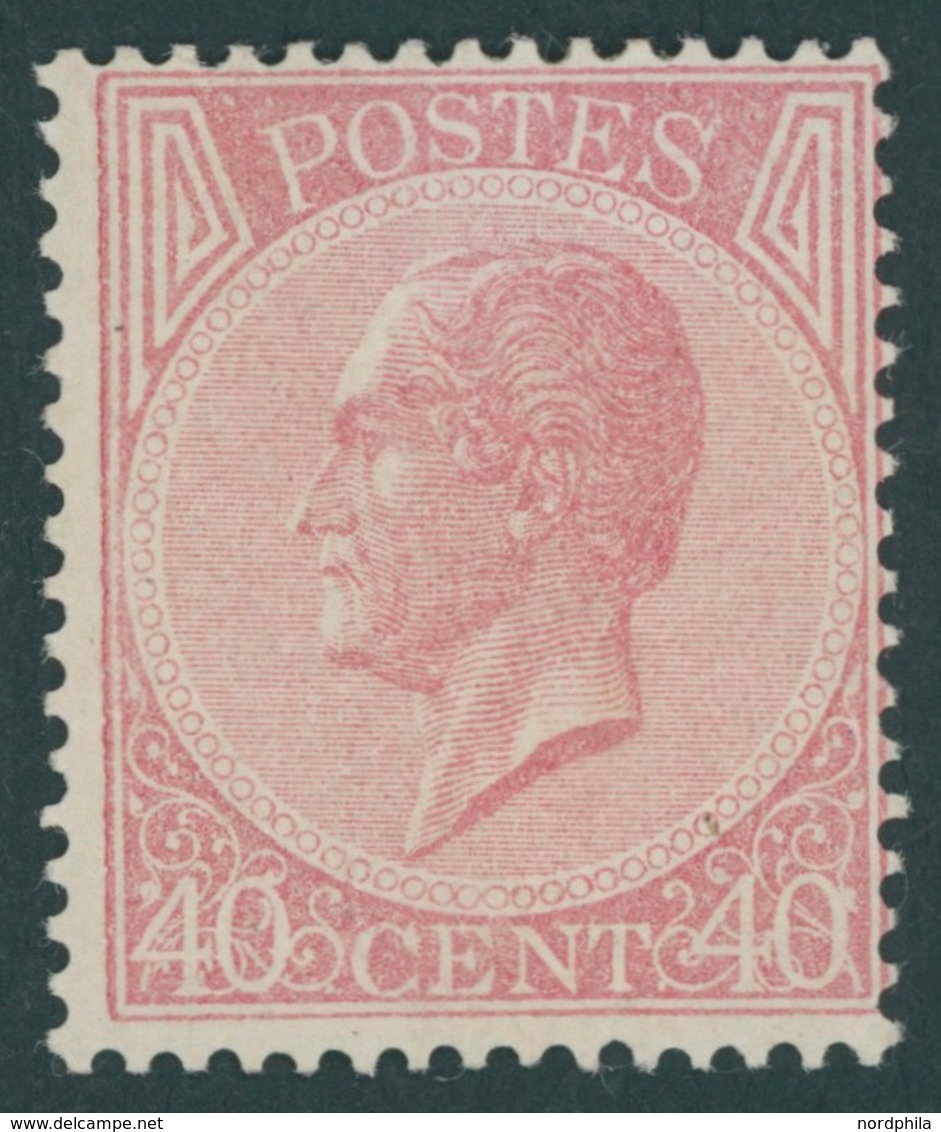 BELGIEN 17D *, 1865, 40 C. Rosa, Gezähnt D, Falzreste, Herstellungsbedingter Bügiger Gummi, Pracht, Mi. 900.- - Sonstige & Ohne Zuordnung