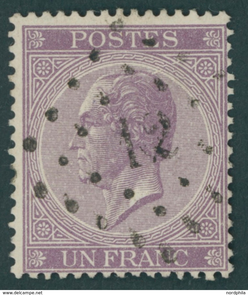 BELGIEN 18D O, 1867, 1 Fr. Violett, Gezähnt D, Pracht, Mi. 110.- - Other & Unclassified