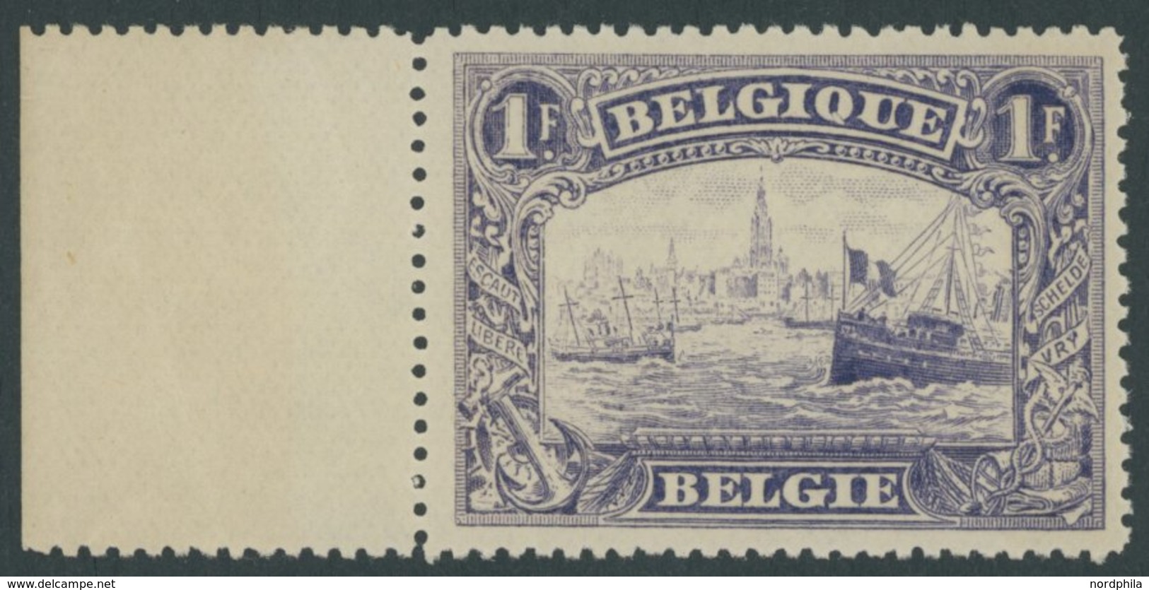 BELGIEN 125A **, 1915, 1 Fr. Hafen Antwerpen, Gezähnt A, Postfrisch, Pracht - Andere & Zonder Classificatie