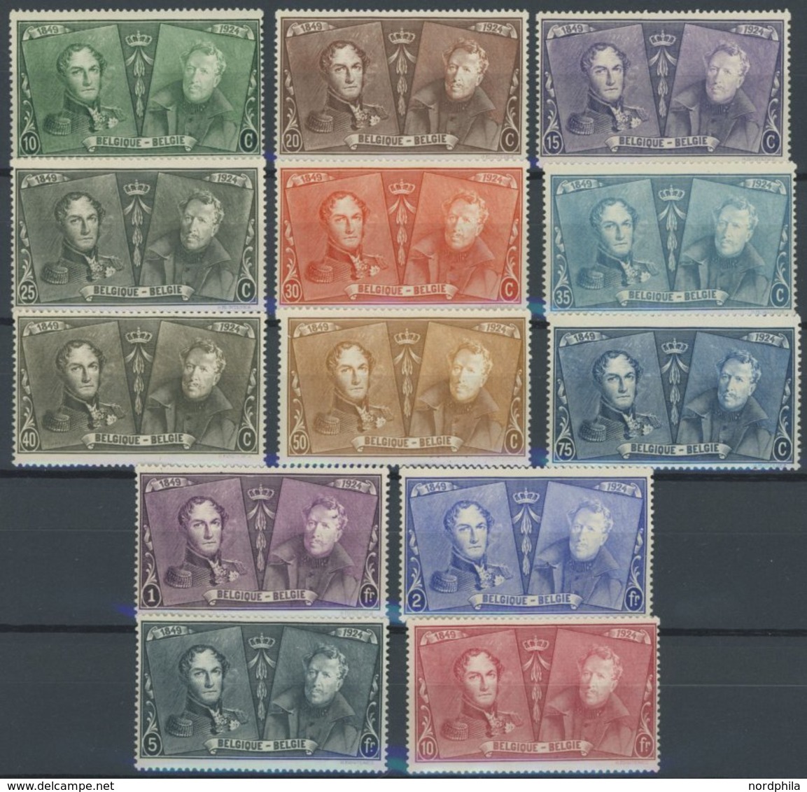 BELGIEN 191-203 **, 1925, 75 Jahre Belgische Briefmarken, Prachtsatz, Mi. 140.- - Andere & Zonder Classificatie
