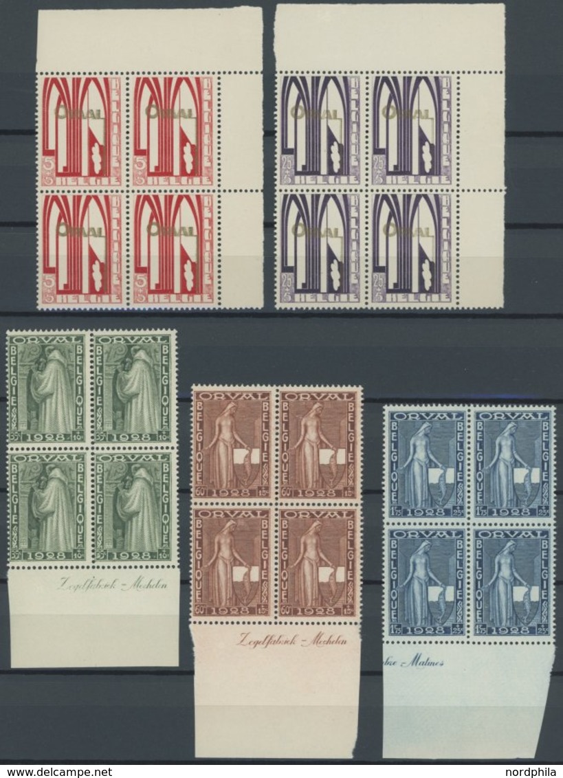 BELGIEN 235-43 VB **, 1928, Abtei Orval In Randviererblock, Prachtsatz, Mi. 840.- - Other & Unclassified