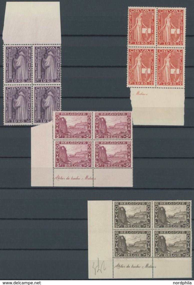 BELGIEN 235-43 VB **, 1928, Abtei Orval In Randviererblock, Prachtsatz, Mi. 840.- - Altri & Non Classificati