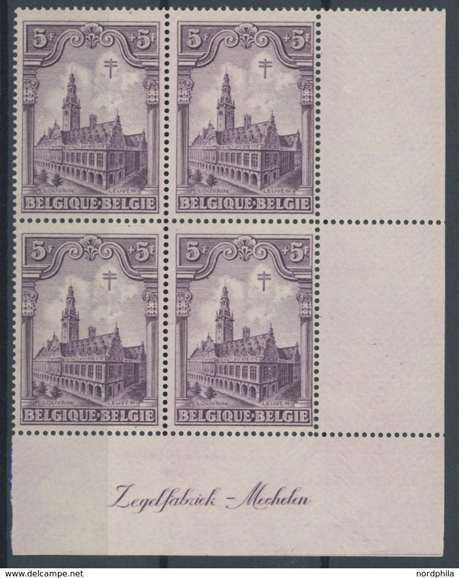 BELGIEN 244-49 VB **, 1928, Kathedralen In Viererblocks, Mi.Nr. 248/9 Aus Der Bogenecke, Postfrisch, Pracht, Mi. 400.- - Andere & Zonder Classificatie