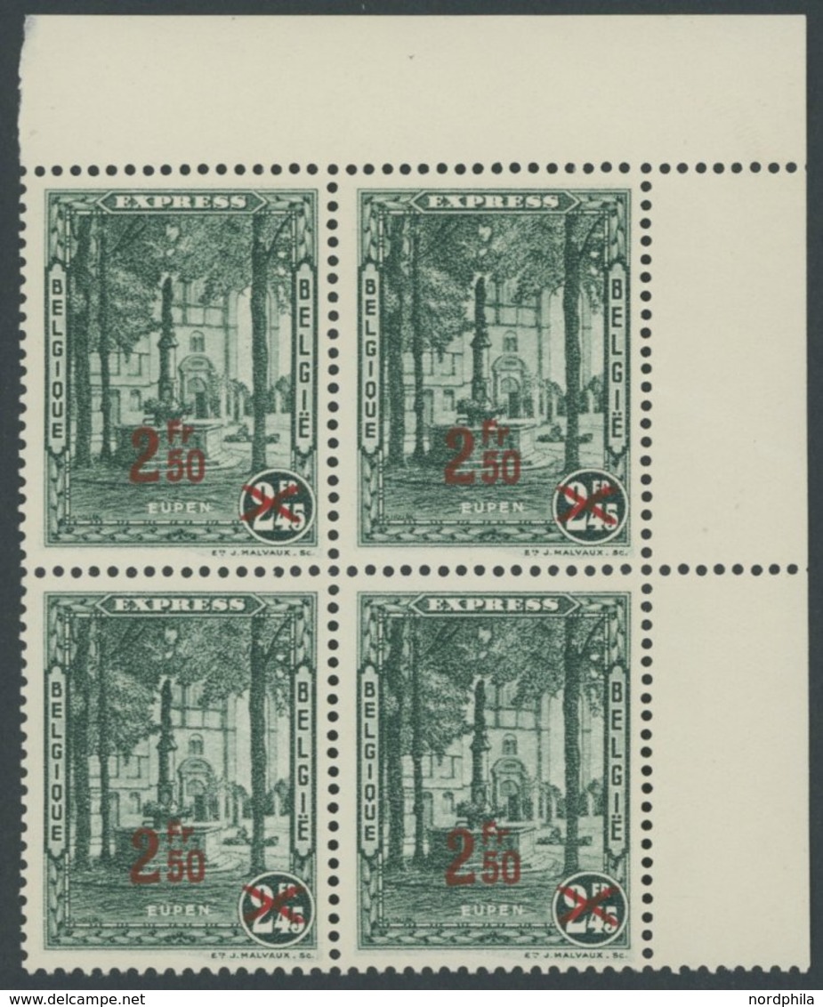 BELGIEN 325 VB **, 1932, 2.50 Fr. Auf 2.45 Fr. Eilmarke Aus Der Oberen Rechten Bogenecke, Postfrisch, Pracht, Mi. 260.- - Altri & Non Classificati