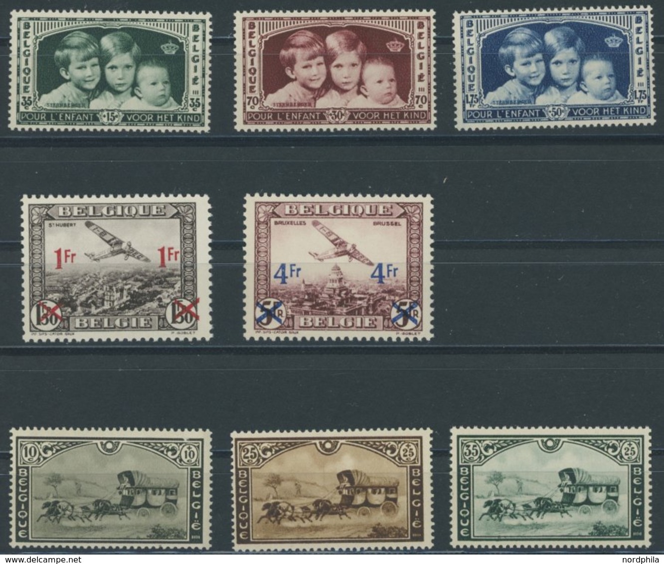 BELGIEN 396-404 **, 1935, 3 Postfrische Prachtsätze, Mi. 75.- - Andere & Zonder Classificatie