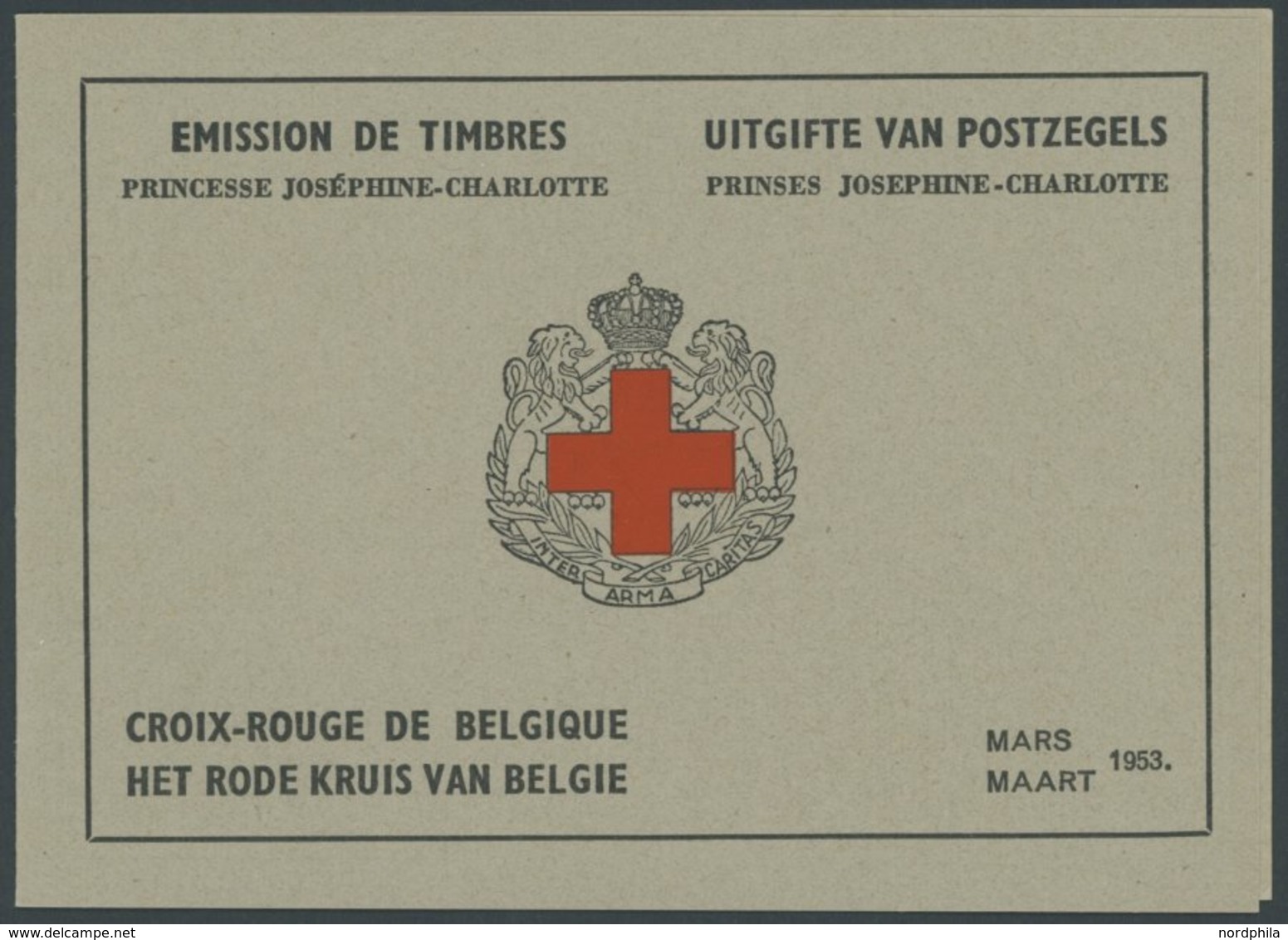 BELGIEN MH I **, 1953, 2 Fr. Rotes Kreuz Im Markenheftchen, Oberer Heftchenblatttext In Französisch, Pracht, Mi. 80.- - Andere & Zonder Classificatie