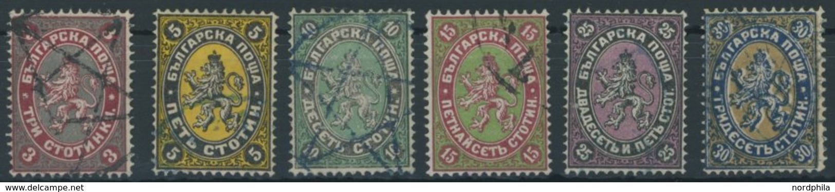 BULGARIEN 6-11 O, 1881, 3 - 30 St. Wappenlöwe, Prachtsatz, Mi. 180.- - Other & Unclassified