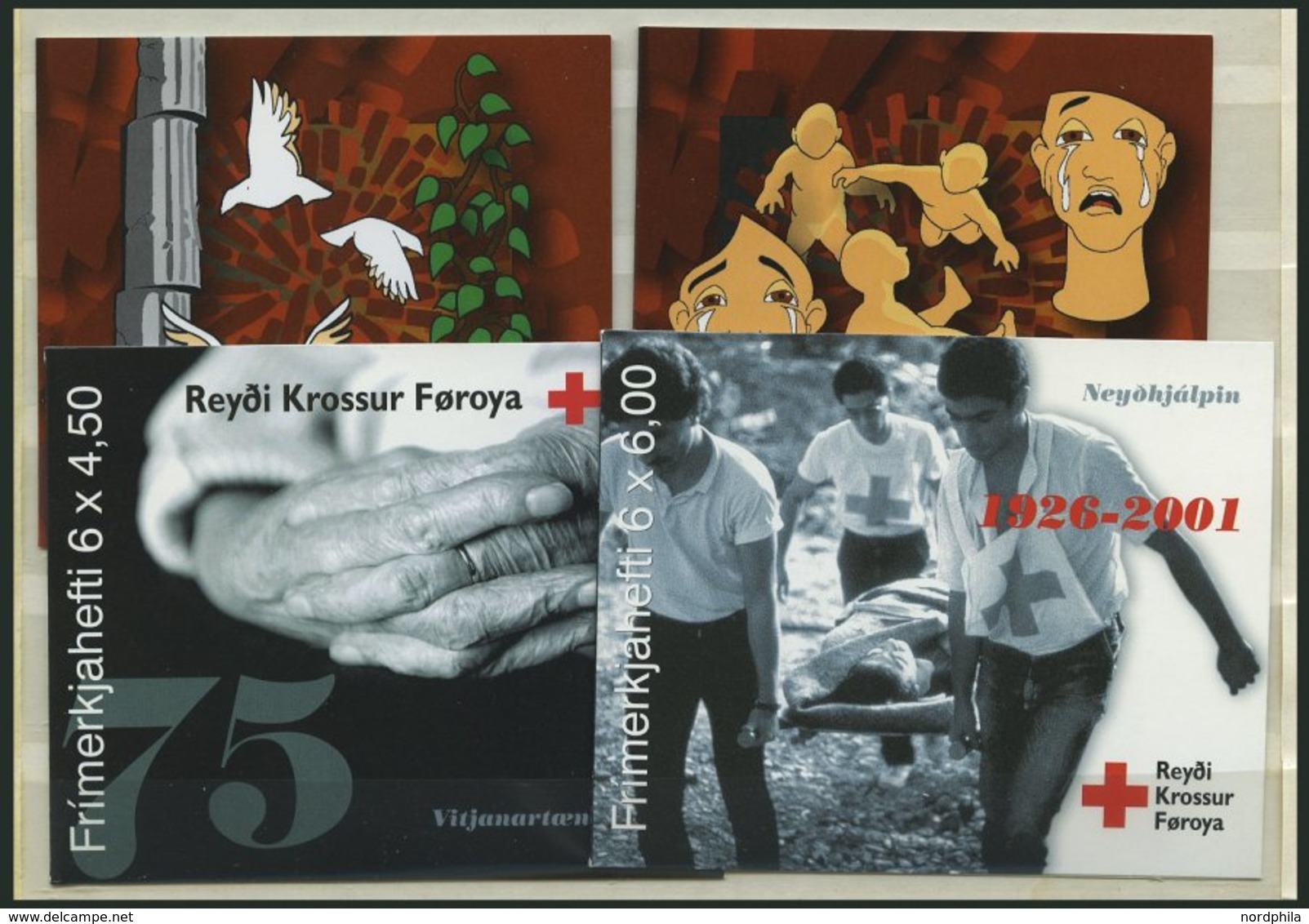 FÄRÖER MH O, 1999-2001, Weihnachten Und Rotes Kreuz, 4 Ausgaben In Markenheftchen, Pracht - Other & Unclassified