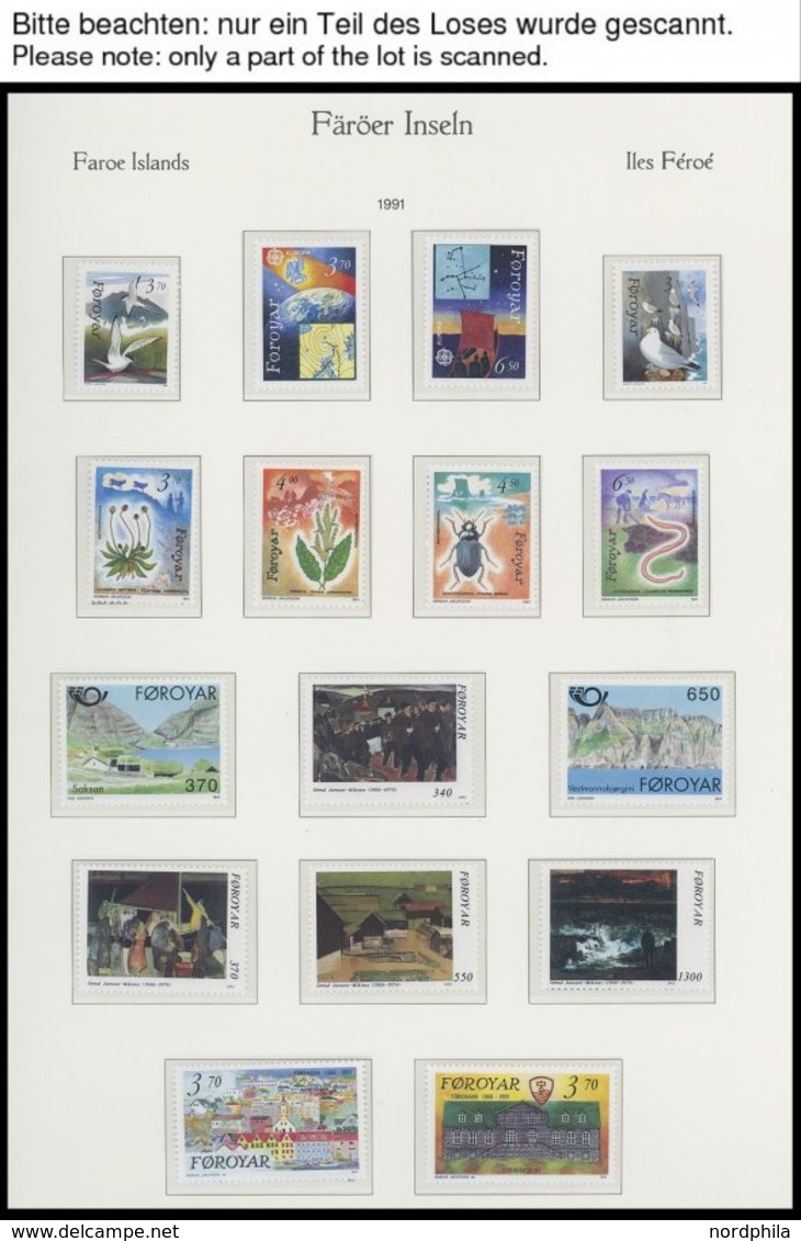 FÄRÖER **, Komplette Postfrische Sammlung Färöer Von 1975-96 (ohne Block 8), Dazu Markenheftchen Fast Komplett, Jahreshe - Autres & Non Classés