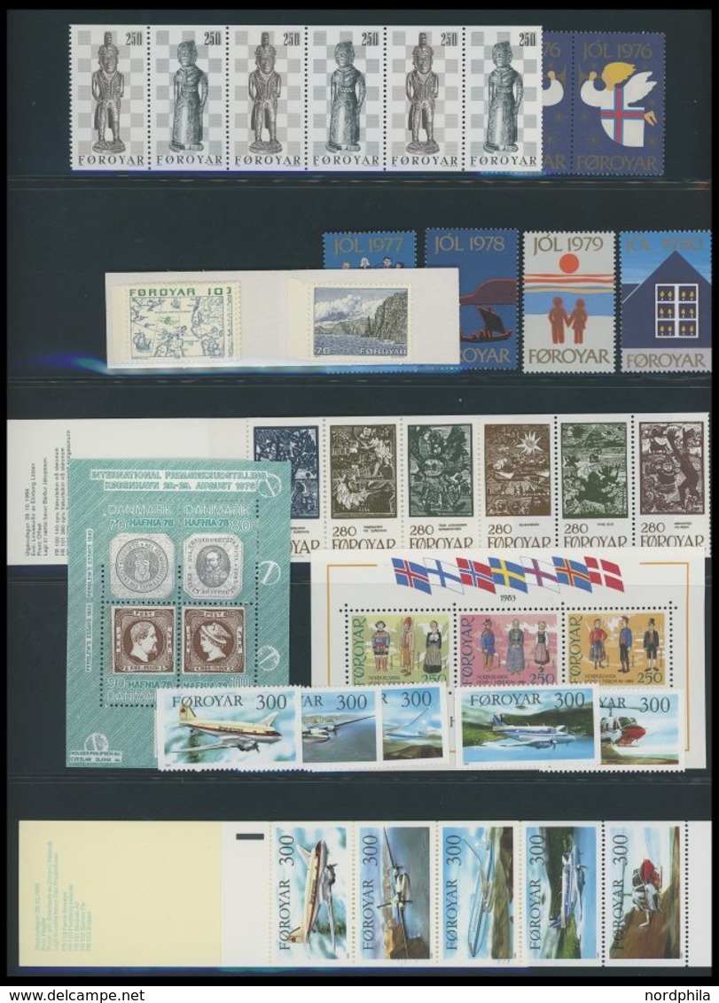 FÄRÖER **, Komplette Postfrische Sammlung Färöer Von 1975-96 (ohne Block 8), Dazu Markenheftchen Fast Komplett, Jahreshe - Other & Unclassified