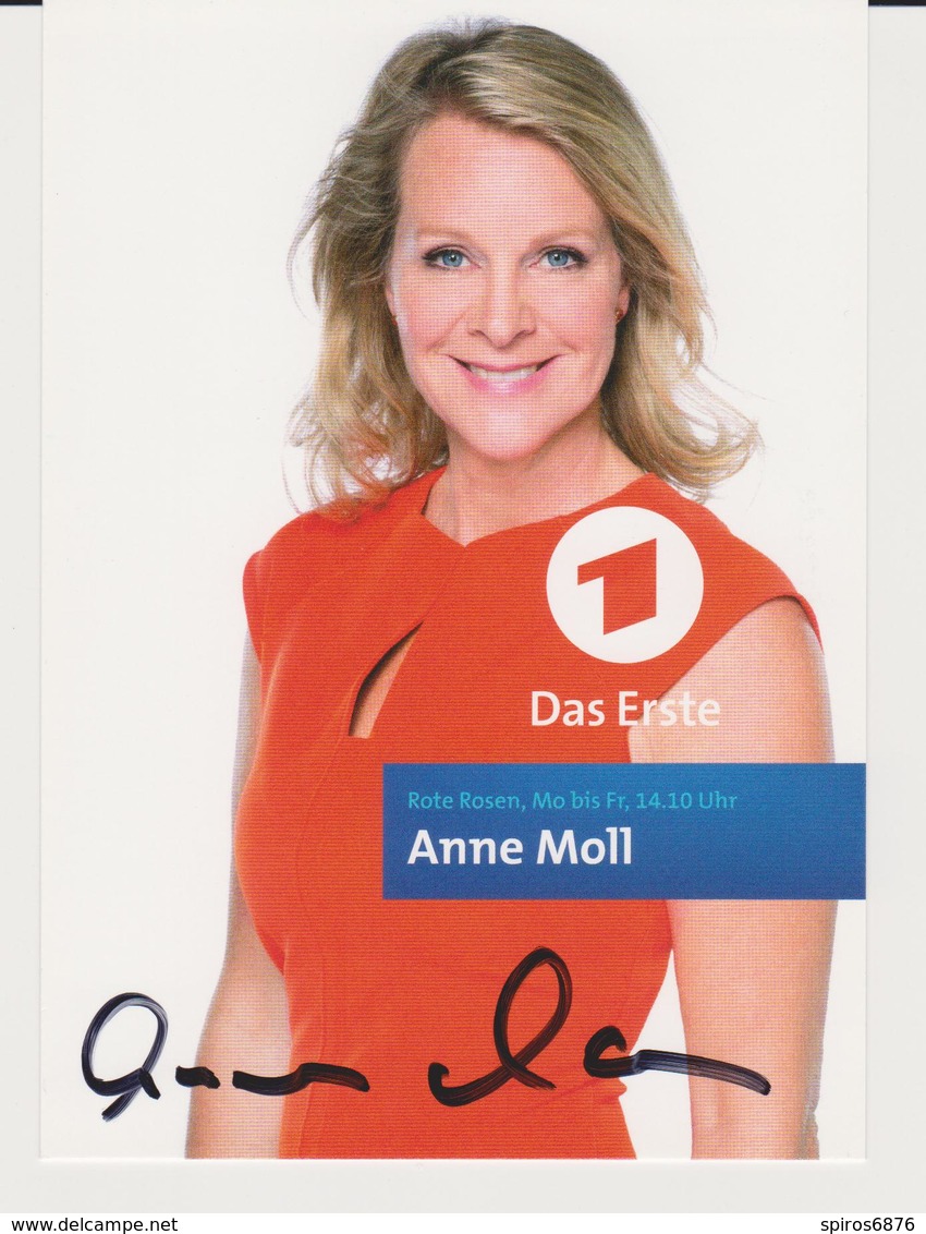 Authentic Signed Card / Autograph -  Actress ANNE MOLL  - German TV Series Rote Rosen - Autogramme