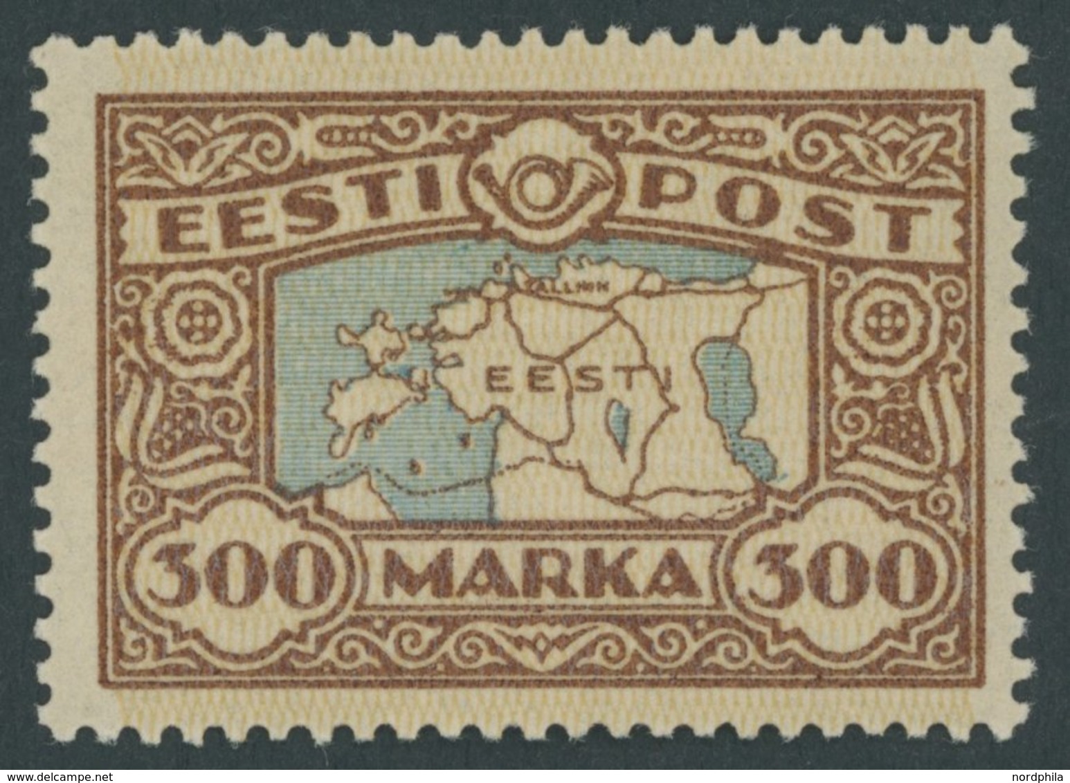 ESTLAND 54 *, 1924, 300 M. Landkarte, Falzrest, Pracht - Estland