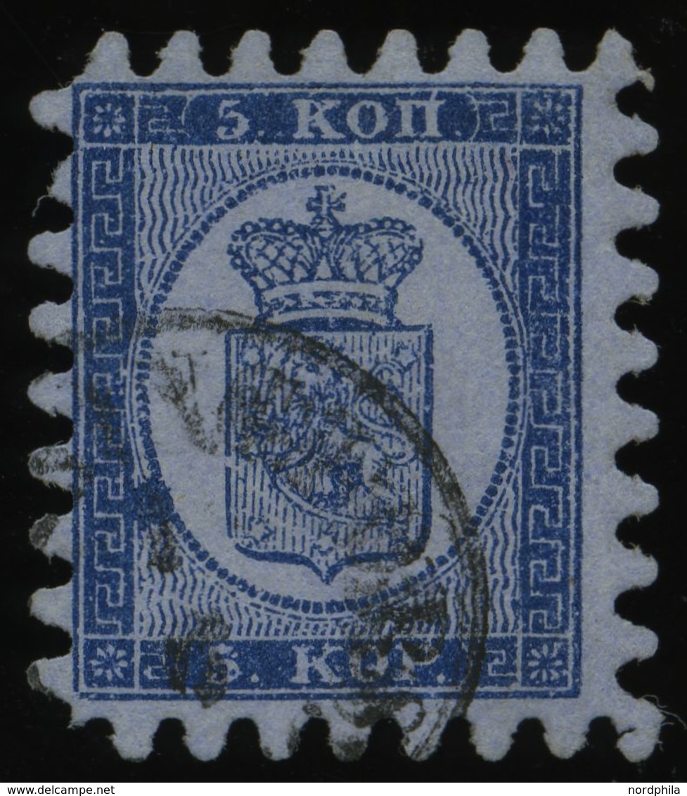 FINNLAND 3B O, 1865, 5 K. Blau Auf Graublau, Praktisch Alle Zungen, Pracht - Andere & Zonder Classificatie