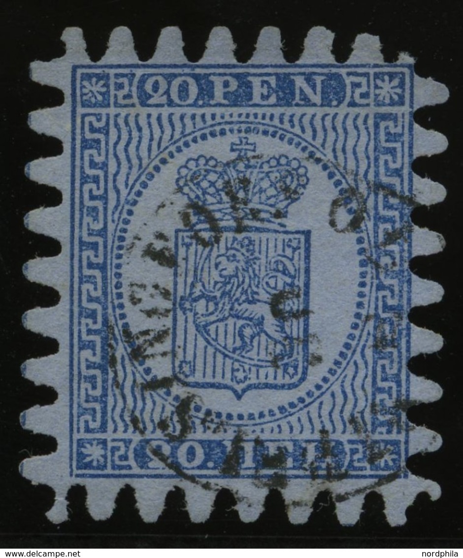 FINNLAND 8C O, 1866, 20 P. Blau, K1 HELSINGFORS, Alle Zungen, Pracht - Otros & Sin Clasificación