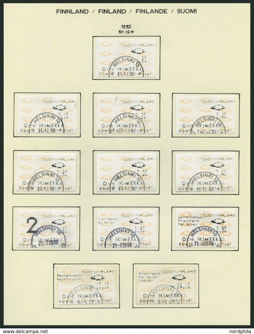 FINNLAND A 12 O, Automatenmarken: 1992, 89 Verschiedene Werte, Fast Nur Komplette Ausgaben, Pracht, Mi. 550.- - Other & Unclassified