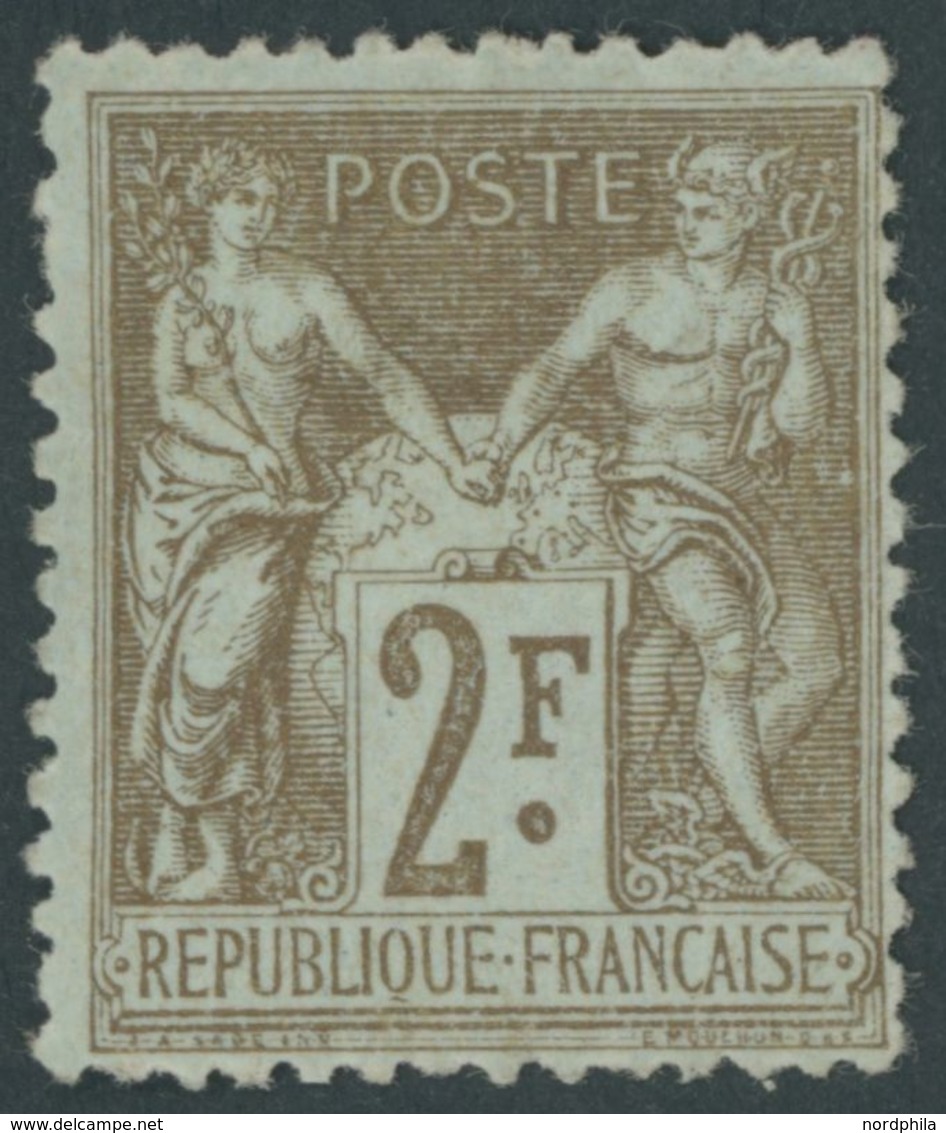 FRANKREICH 85 *, 1900, 2 Fr. Braun Auf Bläulich, Falzreste, üblich Gezähnt Sonst Pracht, Mi. 90.- - Other & Unclassified