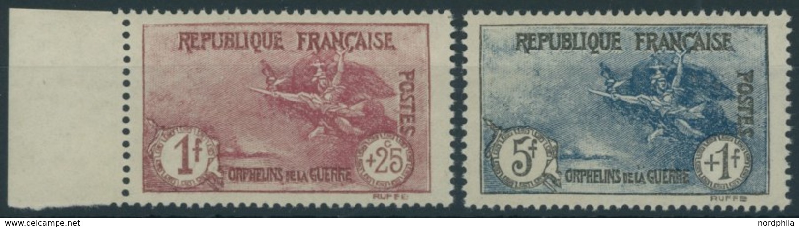 FRANKREICH 213/4 **, 1926/7, 1 Und 5 Fr. Kriegswaisen, Normale Zähnung, Postfrisch, 2 Prachtwerte, Mi. 270.- - Andere & Zonder Classificatie