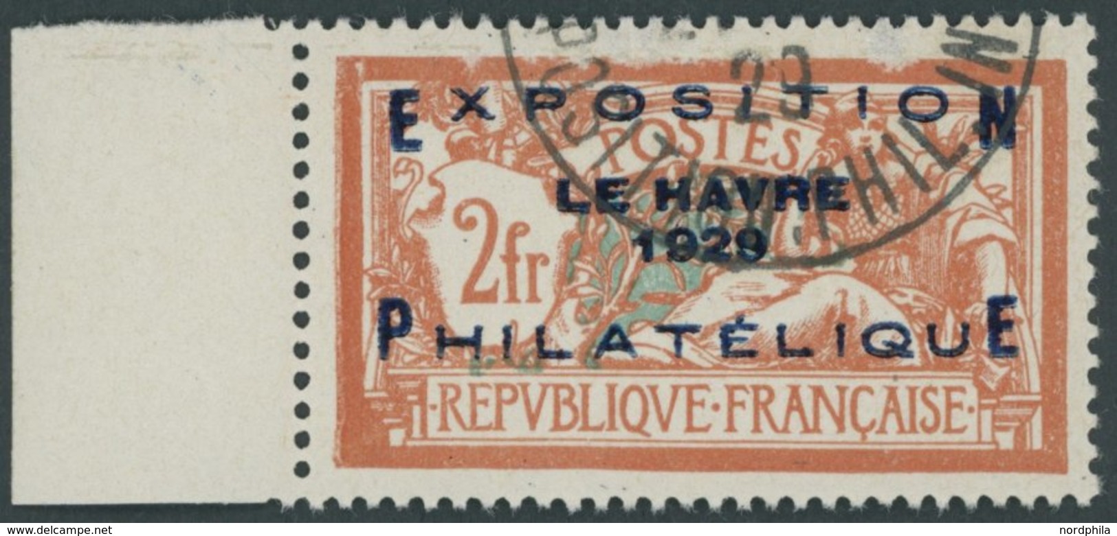FRANKREICH 239 O, 1929, 2 Fr. Le Havre, Linkes Randstück, Pracht, Mi. 600.- - Andere & Zonder Classificatie