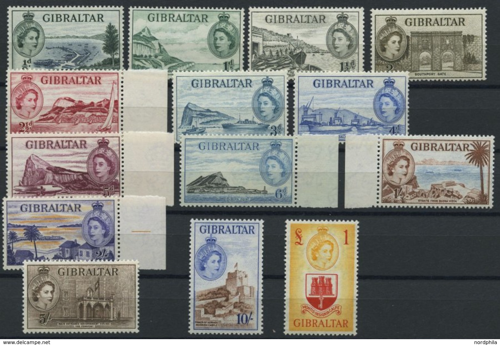 GIBRALTAR 134-47 **, 1953, Ansichten, Mi.Nr. 147 Falzrest, Prachtsatz - Gibilterra
