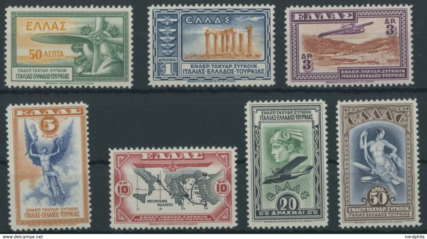 GRIECHENLAND 355-61 **, 1933, Aeroespresso, Prachtsatz, Mi. 220.- - Otros & Sin Clasificación