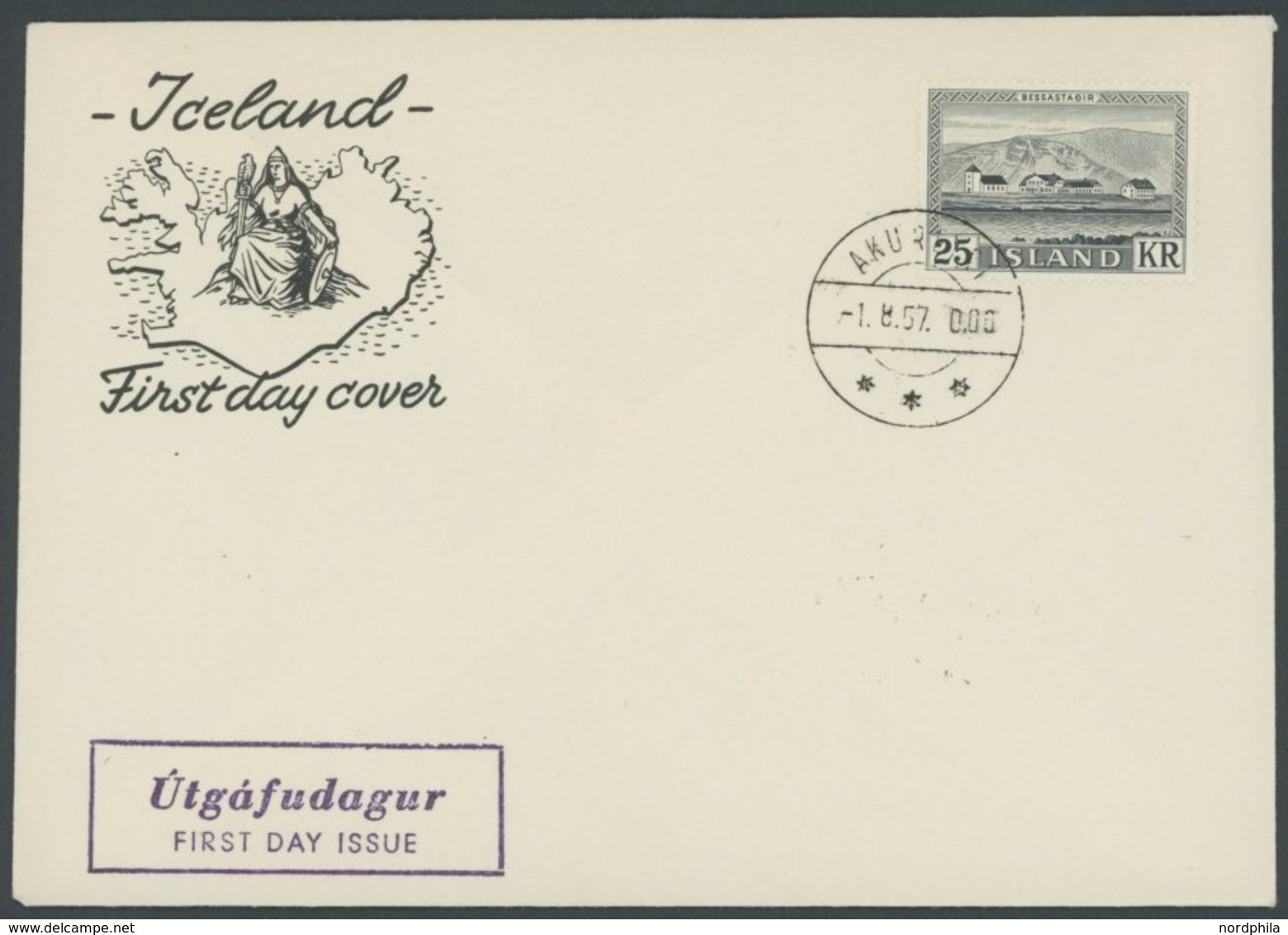 ISLAND 319 BRIEF, 1957, 25 Kr. Bessastadir Auf FDC, Pracht, Mi. 120.- - Other & Unclassified
