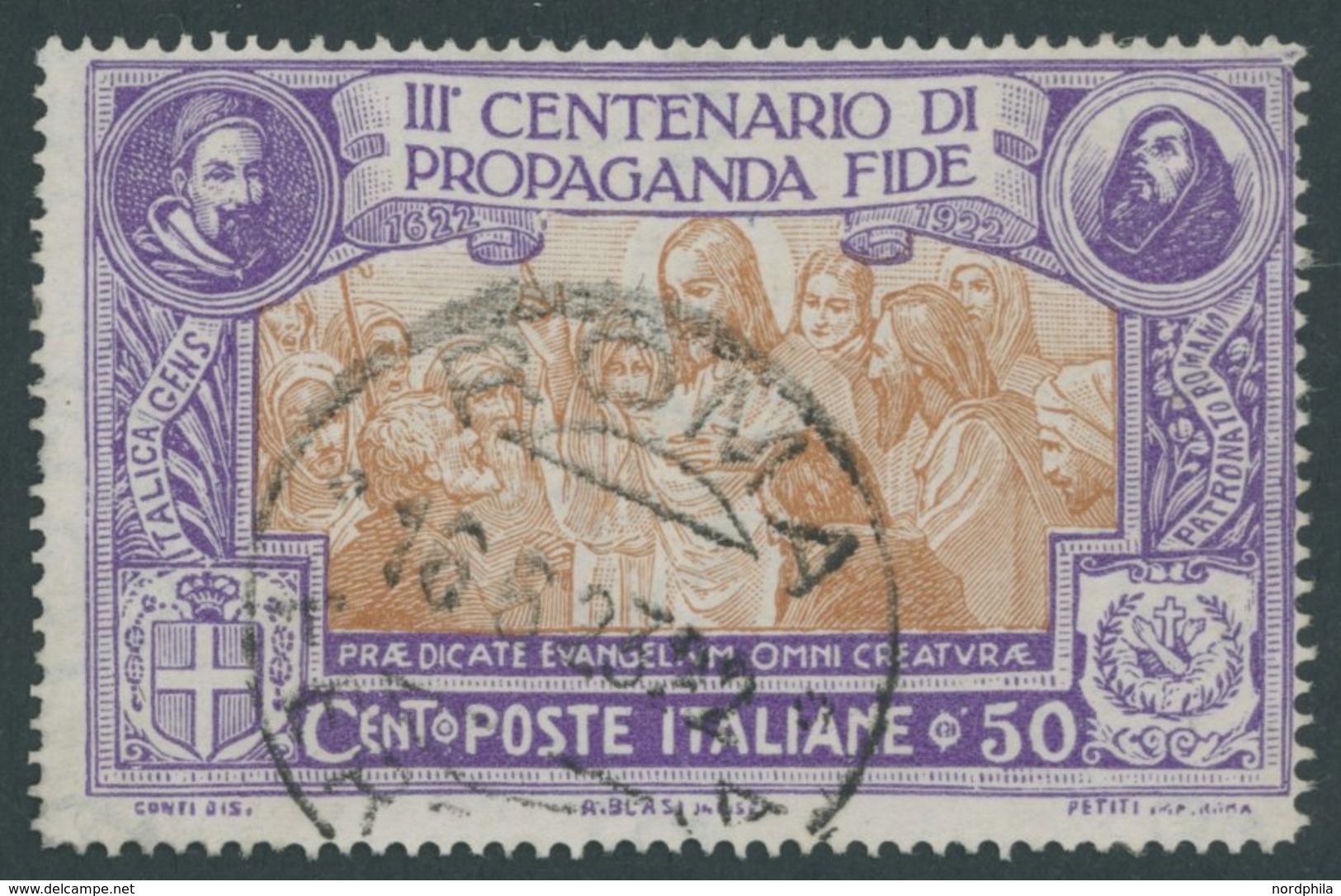 ITALIEN 163 O, 1923, 50 C. Hl. Franziskus Von Assisi, Pracht, Mi. 80.- - Afgestempeld