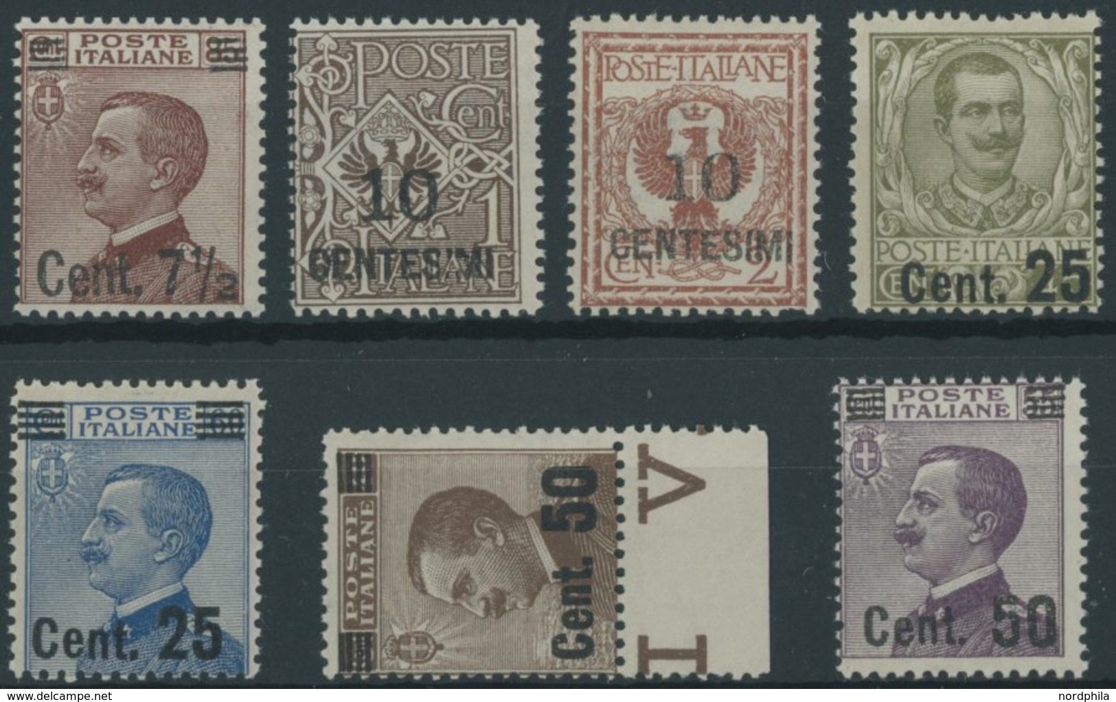 ITALIEN 166-72 **, 1923, 71/2 C. Auf 85 C. - 50 C. Auf 55 C. König Viktor Emanuel III Postfrischer Prachtsatz, Mi. 90.- - Gebraucht